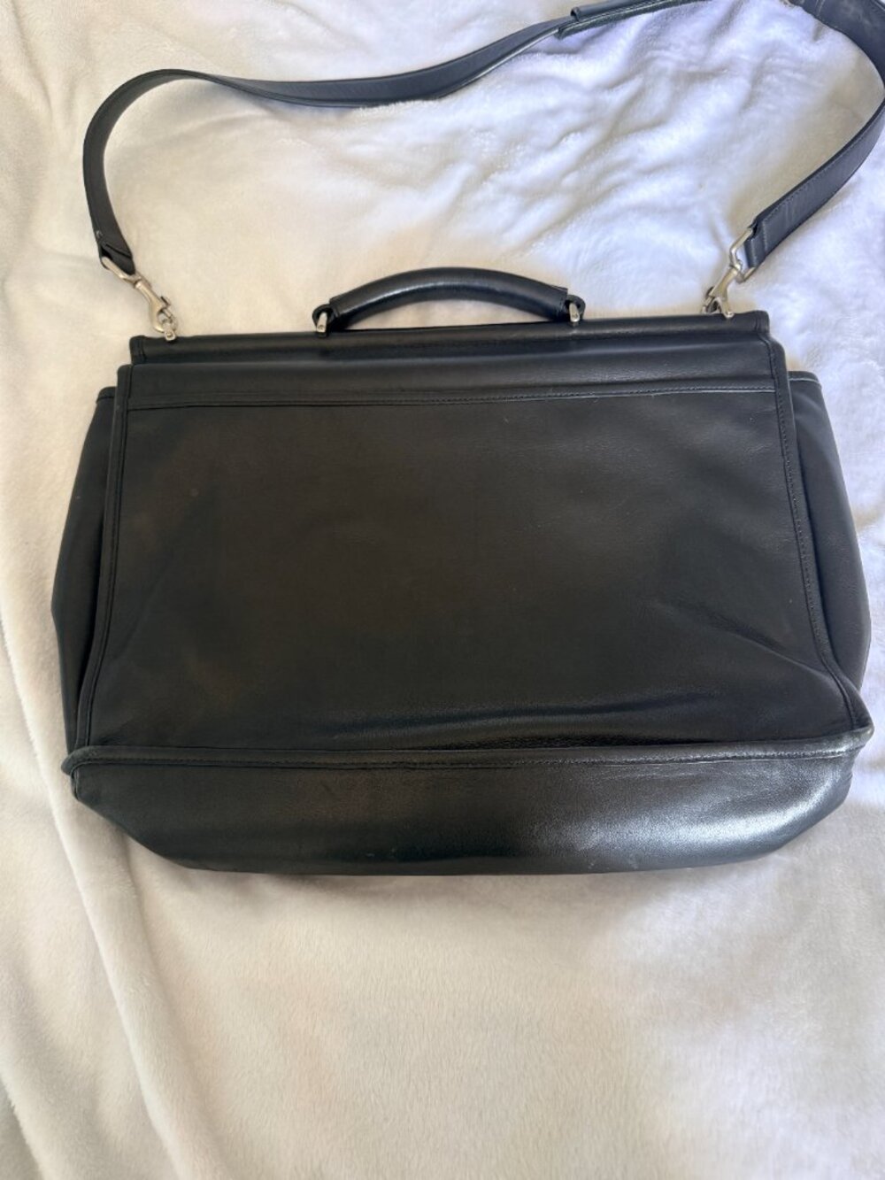 Coach Beekman Black Leather Briefcase Messenger Laptop Bag Strap Authentic - Picture 6 of 7